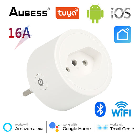 【ready stock】 16A WiFi Smart Plug Brazil Socket Power Outlet wifi switch Voice Control Power Monitor for Alexa Google Home Assistant