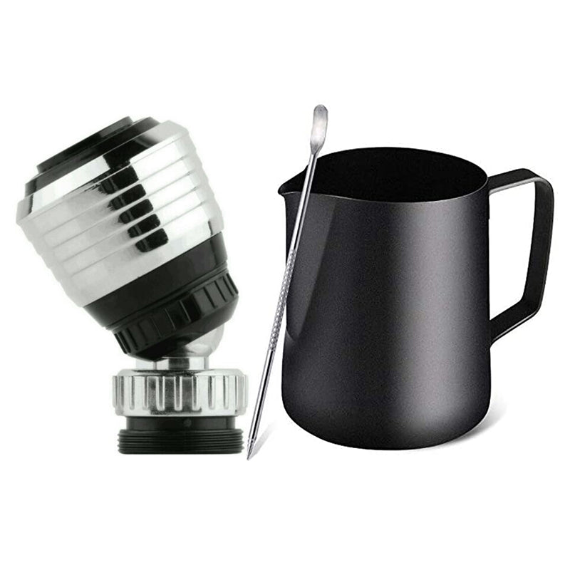 1 Pcs Tap Nozzle Filter Water Saving Device & 1 Pcs Milk Frothing Pitcher, 12Oz/350ML Coffee Milk Frother Cup