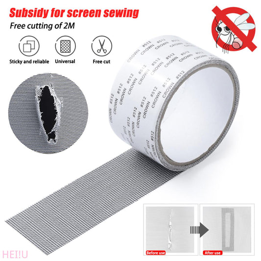 【HOT】 2M Screen Repair Tape Window Door Black Adhesive Sticker Mesh Roll Patch Tape