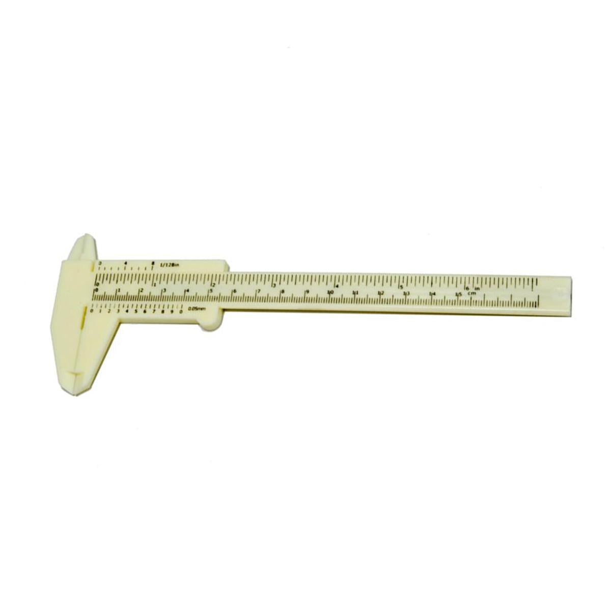 0-150mm 6 Inch Mini Plastic Sliding Vernier Caliper Gauge Measuring Tool (White)