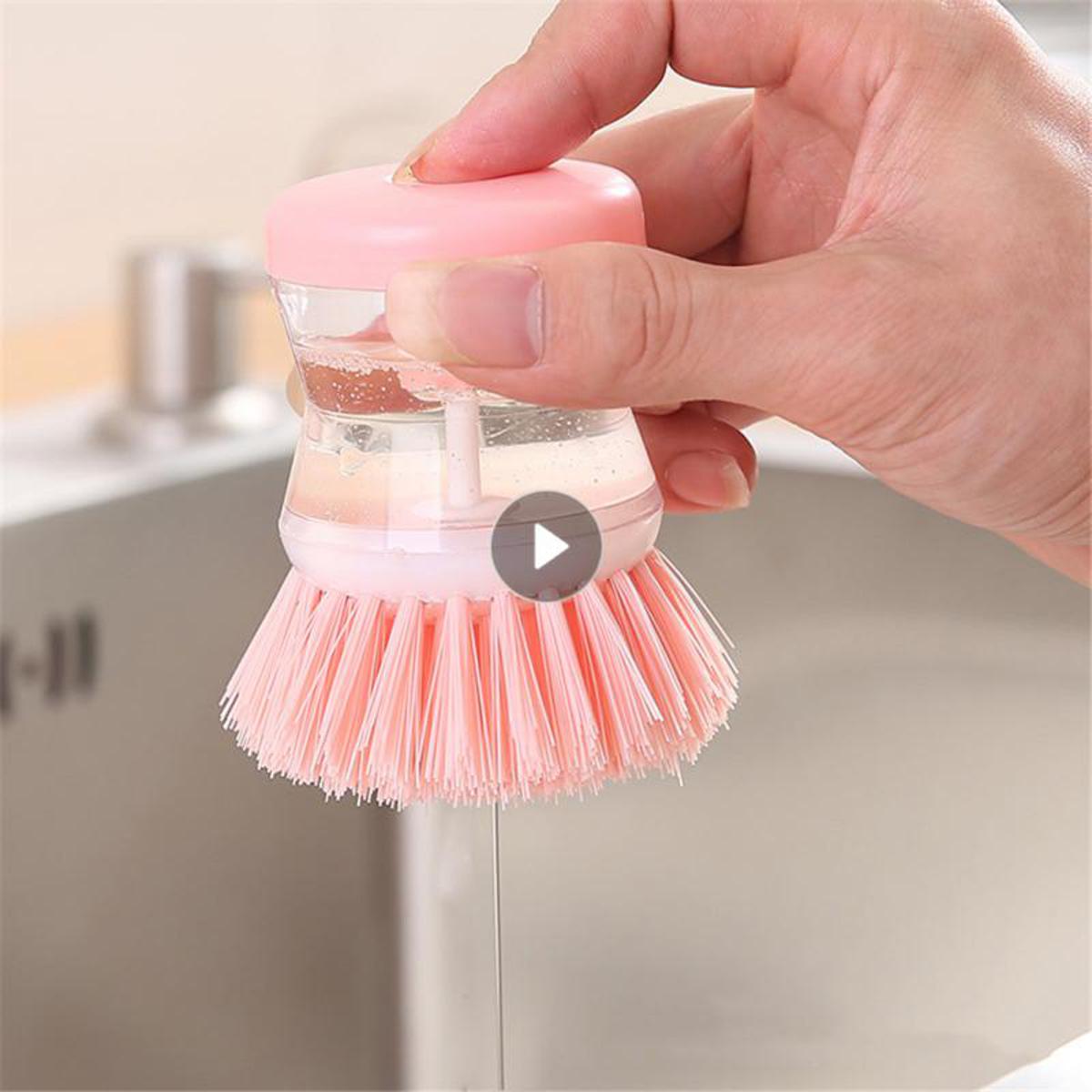 【HOT】 Kitchen Wash Pot 2 IN 1 Dish Brush Washing Utensils With Washing Up Liquid Soap Dispenser Household Cleaning Kitchen Accessories