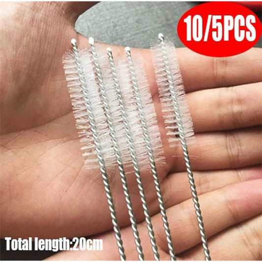 【HOT】 5/10Pcs Stainless Steel Glass Nylon Straw Cleaner Brush Cleaning Drinking Pipe Reusable