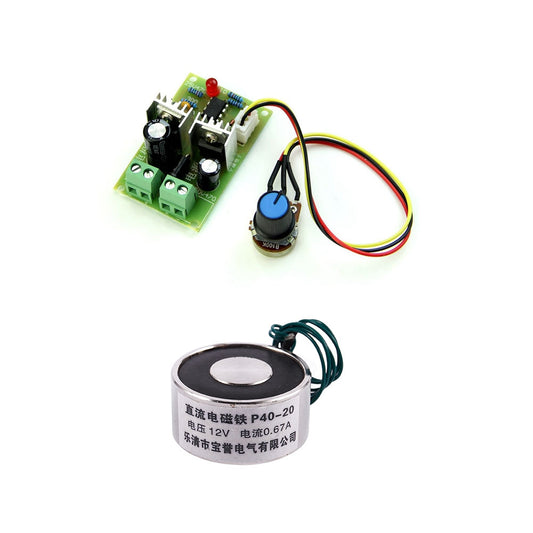 1 Pcs Pulse Width PWM DC 3A Motor Speed Controller Switch & 1 Pcs Electromagnet Solenoid 40Mm