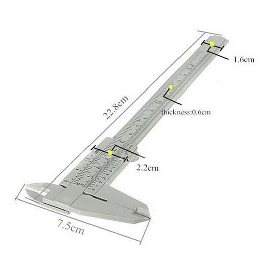 1 PC Gray 150mm Mini Plastic Sliding Vernier Caliper Gauge Measure Tool Ruler T1269 P50