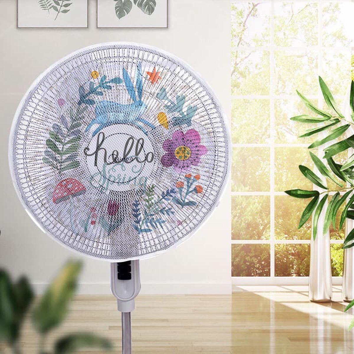 【FUN LIVE】 Cartoon Electric Fan Cover Circular Fan Shield Dust-Resistant Fan Cover Suitable For 40-50 Cm Fan