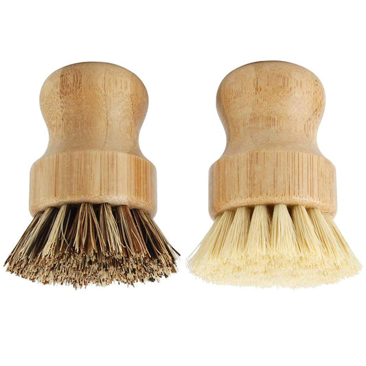 【HOT】 Bamboo Dish Scrub Brushes, Kitchen Wooden Cleaning Scrubbers For Washing Cast Iron Pan/Pot, Natural Sisal Bristles