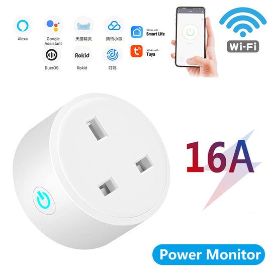 【ready stock】16A/20A UK Plug TUYA Smart Life APP Smart Socket Wireless WIFI Remote Control Socket Voice Control Timing Home Power Socket Work