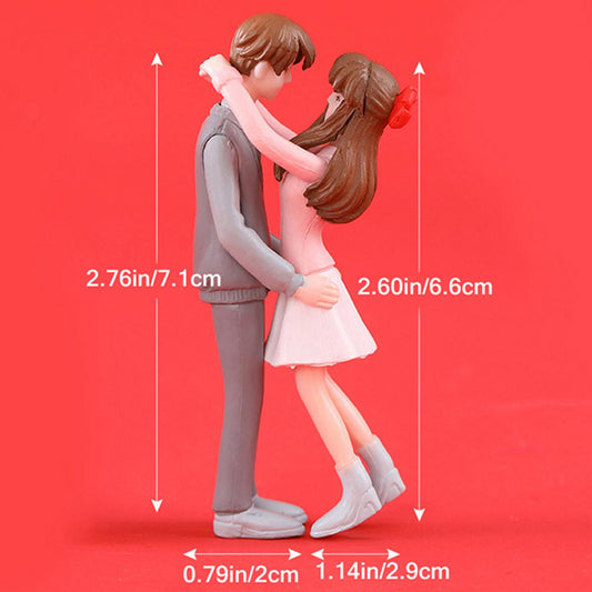 1 Pair Of Cartoon Romantic Sweet Couple Figurines Garden Micro Landscape Pendant Diy Plastic Craft Garden Scene Decoration Fengshi