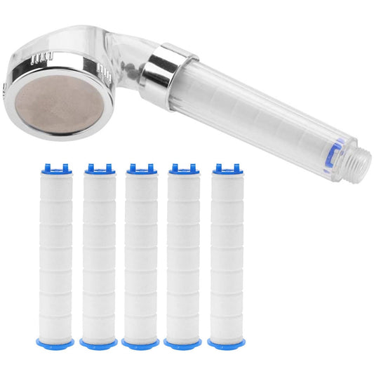 1 Set 24.6 X 7.8Cm Pressurized Hand Bathtub Sprinkler Filter & 5 Pcs 1.8 X 10.5Cm Hand Shower Filter Purifier