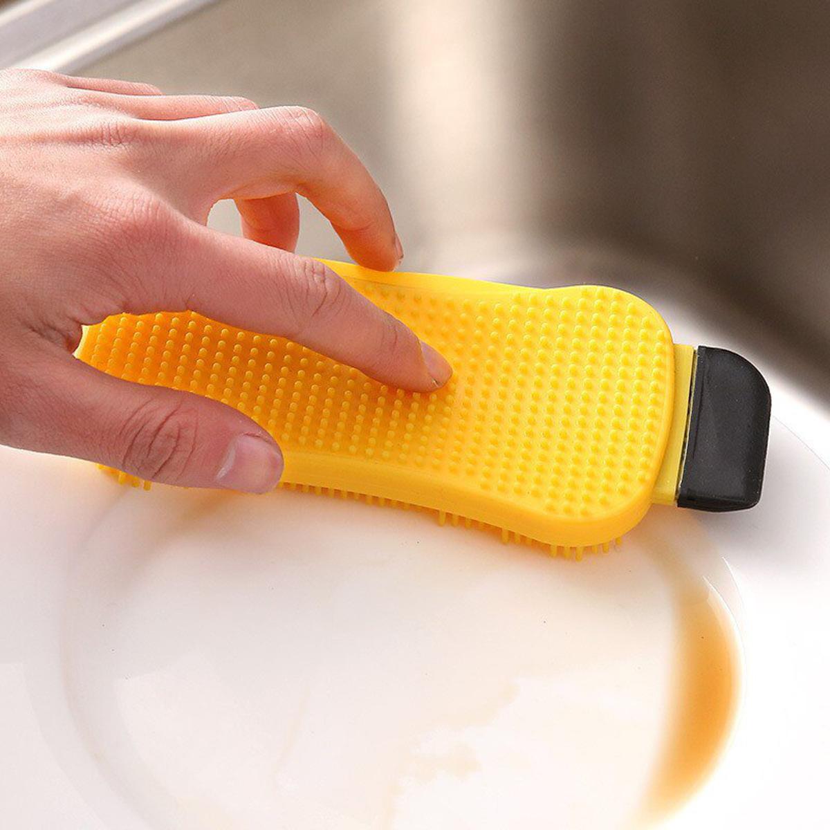 【HOT】 3 In 1 Multifunction Silicone Sponge Bowl Cleaning Brush Scouring Pad Silicone Dish Sponge Kitchen Pot Cleaner Washing Tools