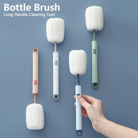 【FUN LIVE】 Baby Cup Bottle Brush Sponge Brush Removable Long Handle Water Bottle Thermos Glass Brush Water Bottle Cleaning Kitchen Tools