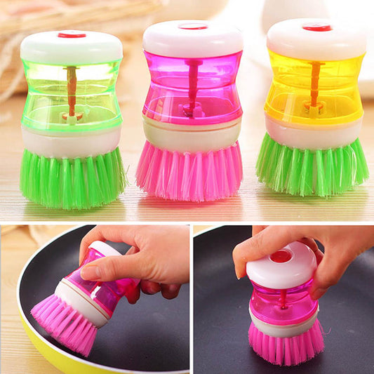 【HOT】 Kitchen Dish Brush With Liquid Soap Dispenser Plastic Pot Dish Cleaning Brush Home Cleaning Products Kitchen Washing Utensils