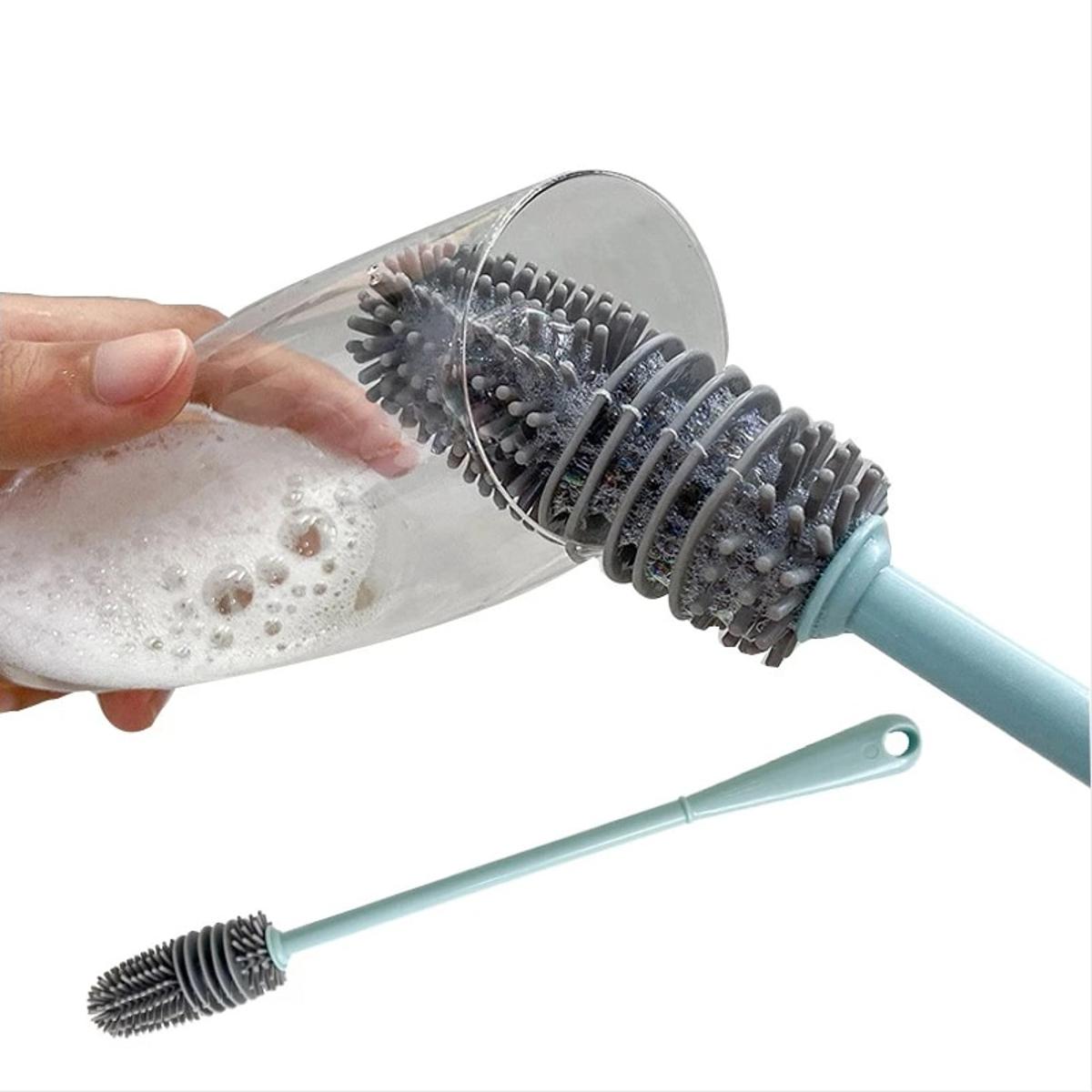 【HOT】 Silicone Milk Bottle Brush 360 Long Handle Cup Brush Handheld Soft Head Food Grade Watering Kitchen Household Cleaning Brushes