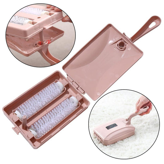 【FUN LIVE】 BRUSH 005- 1Pc. Mini Carpet Rug Roller Double Brush Dirt Handheld Sweeper Cleaner For Home Cleaning Tool