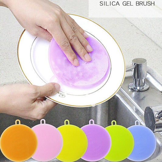 【HOT】 New Silicone Scouring Pad Kitchen Cleaner Brush Dish Bowl Washing Multifunctional Body Wash Brusher Pan Pot Household Cleaning