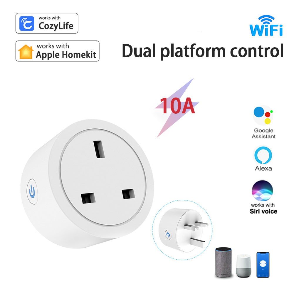 【ready stock】 10A WiFi UK PLUG SOCKET UK Adaptor Remote Voice Control Power Energy Monitor Outlet Timer Socket for Alexa Google Home