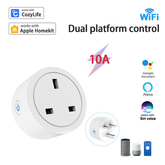 【ready stock】 10A WiFi UK PLUG SOCKET UK Adaptor Remote Voice Control Power Energy Monitor Outlet Timer Socket for Alexa Google Home