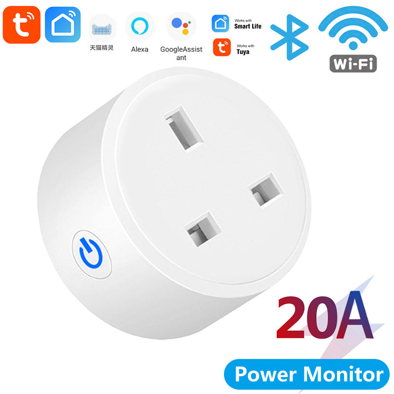 【ready stock】 Smart Tuya WiFi Uk Smart Plug 16A 220V Adapter Wifi Bluetooth Dual Mode Power Monitor Timer Socket For Google Home Alexa