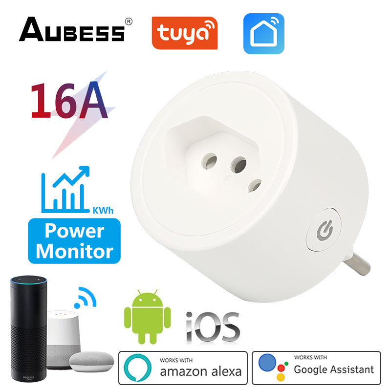 【ready stock】 Smart Wifi Plug Brazil 16A with Power Monitor Function Smart Life App Remote Control Socket Outlet Works with Alexa Google Home