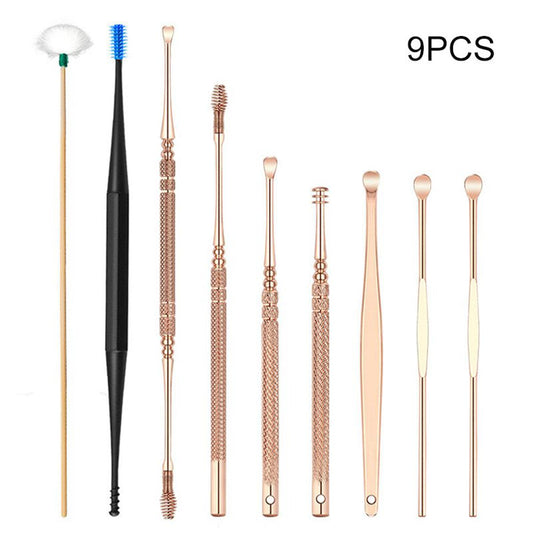 【HOT】 Ear Cleaner Kits Stainless Steel Earpick Wax Remover Curette Feather Ear Pick Ear Cleaner Spoon Spiral Ear Clean Tool SAL99