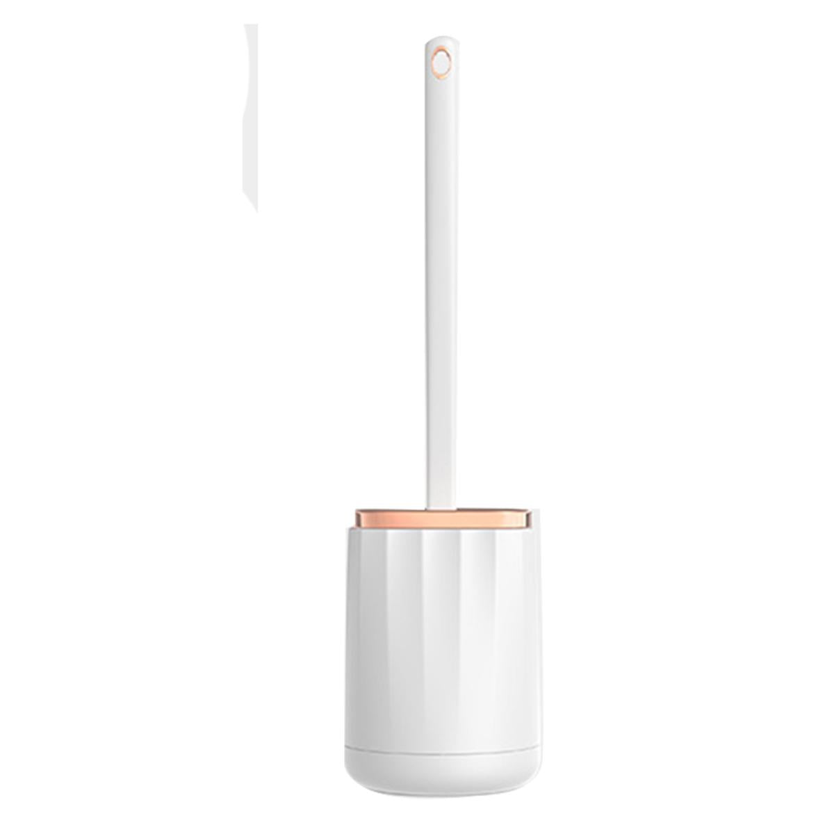 1 PCS Bathroom Toilet Brush No Dead Ends Cleaning Brush Silicone Soft TPR Brush Head Water Leak Proof with Base White