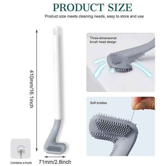 【Footprint】 Home Silicone Golf Brush Head Toilet Brush Bathroom Wall Mounted Toilet Brush Cleaning Brush