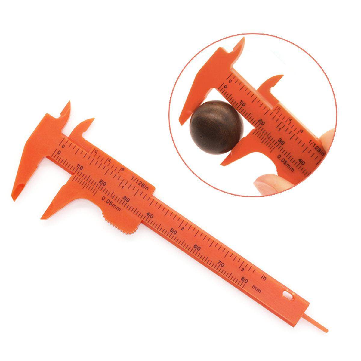 0-80mm Plastic Mini Pocket Double Scale Ruler Vernier Caliper Measuring Tool