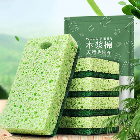 【HOT】 Wood Pulp Cotton Double-Side Cleaning Sponge Scouring Pad Magic Dish Towel Washing Household Absorbing Pad Kitchen Cleaning Tool