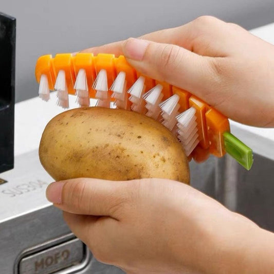 【FUN LIVE】 Cleaning Tools Vegetable Fruit Cleaning Brush Flexible Potato Carrot Cucumber Cleaning Brush Kitchen Accessories