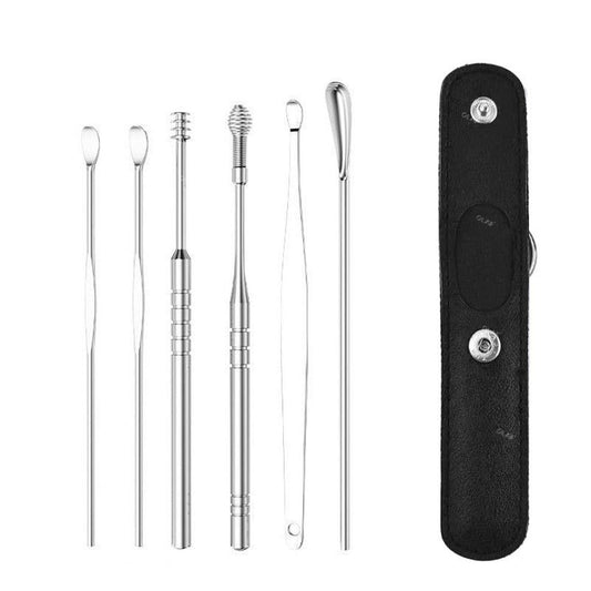 【HOT】 6Pcs/Set Ear Cleaner Wax Removal Stainless Steel Ear Wax Pickers Ear Cleaning Tools Spoon Earwax Remover Beauty Health Earpick