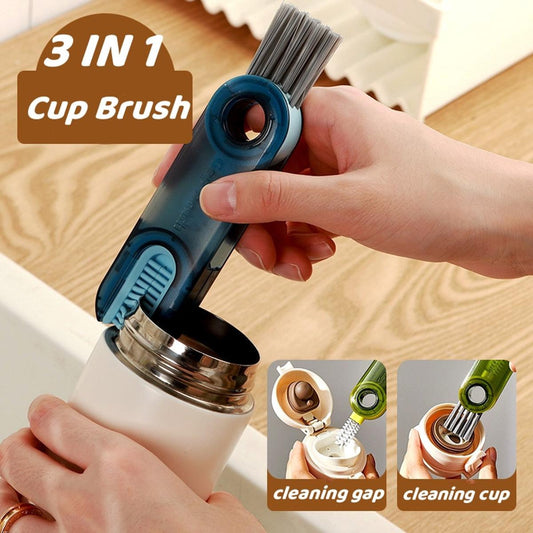 【HOT】 3 In 1 Bottle Gap Cleaner Brush Multifunctional Cup Cleaning Brushes Water Bottles Clean Tool Mini Silicone U-Shaped Brush