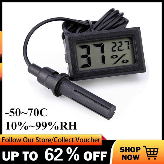 【Footprint】 LCD Digital Thermometer Temperature Hygrometer Humidity Meter With Probe