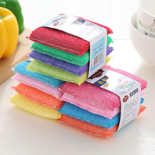 【HOT】 4Pcs/Set Dish Washing Sponges Stainless Steel Wire Sponge Scouring Cloth Bowl Dish Pot Cleaning Brush Home Kitchen Accessories