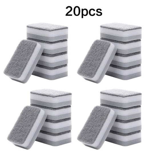 【HOT】 Kitchen Bar Cleaning Supplies Set Home Double-Sided Cleaning Sponge Scouring Pad Cleaning Sponges Household Cleaning Tools