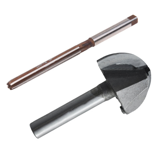 1 Pcs High Speed Steel Straight Shank 5mm 6-Flute Hand Reamer & 1 Pcs Double Flute Round Nose Router Bit, 45mm Standard