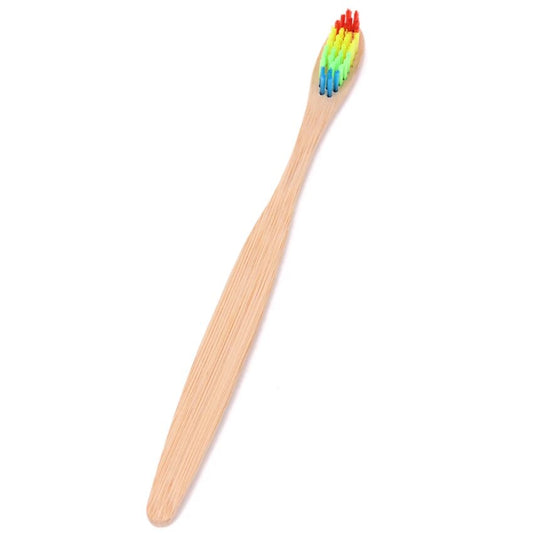 1 PC Colorful Head Bamboo Toothbrush Environment Wooden Rainbow Bamboo Toothbrush Oral Care Soft Bristle Head Toothbrush