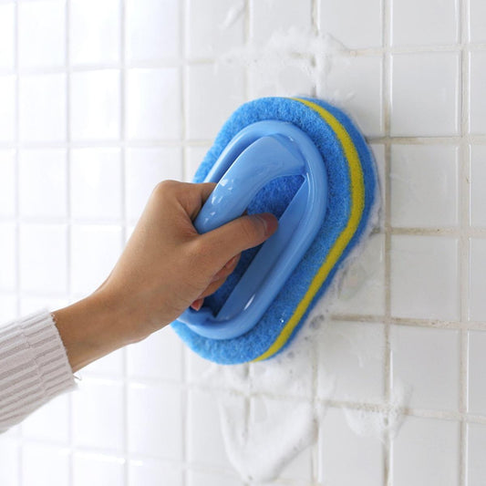 【HOT】 Kitchen Sponge Wipe With Handle Cleaning Brush Bathroom Tile Glass Cleaning Sponge Thickening Stain Removal Clean Brush