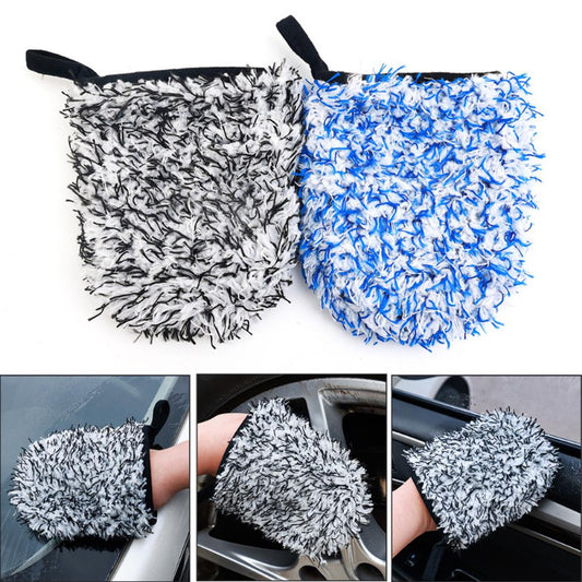 1 Pc Car Two-sided Microfiber Plush Grooming Wheel Detailer Wash Glove Super Soft Long Hair Detailing Pocket Mitt Auto Wash Tools