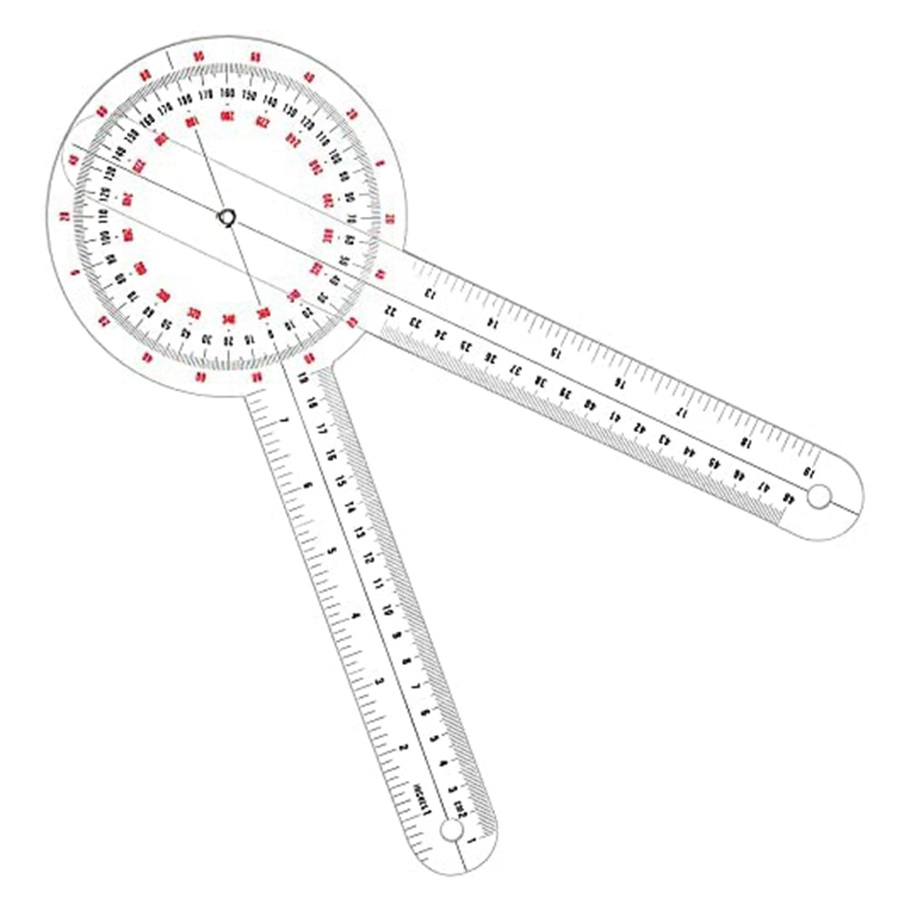 1 PCS Transparent Orthopedic Square Plastic Instrument 360-Degree Tape Toothed Ruler 12-Inch