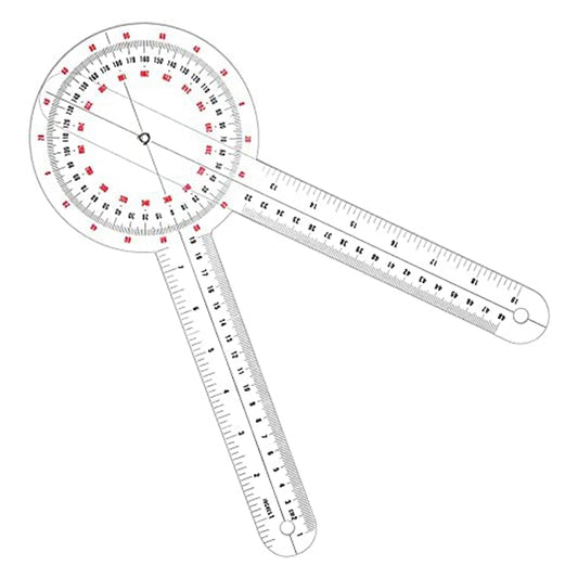 1 Piece Transparent Orthopedic Square Plastic Instrument 360-Degree Tape Toothed Ruler 12-Inch