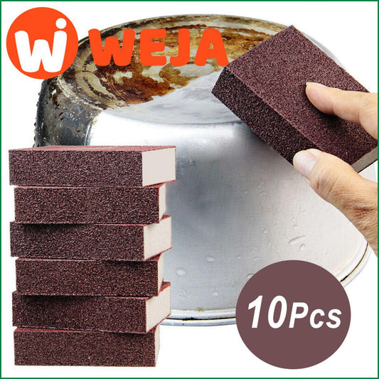 【WEJA】Sponge Magic Eraser Carborundum Removing Rust Cleaning Brush Descaling Emery Clean Rub for Cooktop Pot Kitchen Tools Gadgets