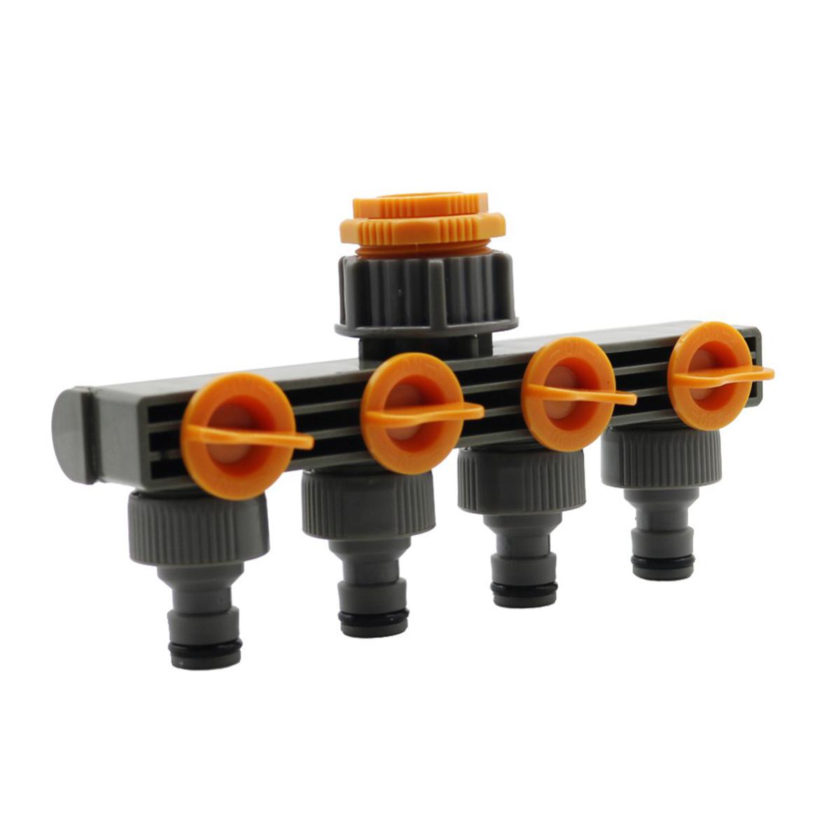 1 Pc Garden Water hose Connector 4-way Splitter Irrigation tool Green /Orange