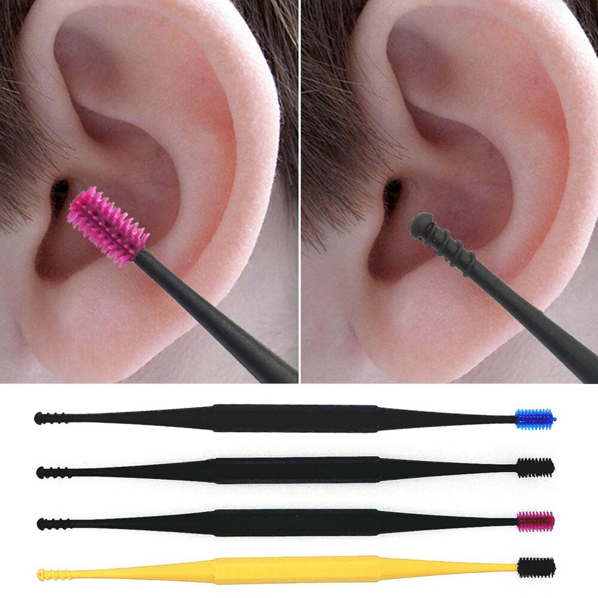 【HOT】 1PC Soft Silicone Ear Pick Double-Ended Earpick Ear Wax Curette Remover Ear Cleaner Spoon Spiral Ear Clean Tool Spiral Design