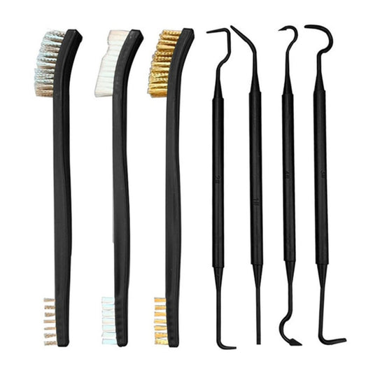 【Footprint】 Multipurpose Car Detailing Cleaning Tool Accessories Wire Brushes And 4 Nylon Picks Pick And Brush Set 3 Double-Headed Finished