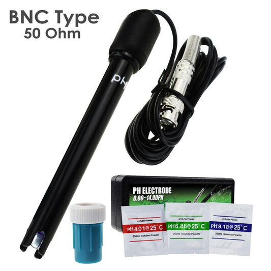 0-14 pH Electrode Probe BNC Connector, 300cm Cable for PH Meter Monitor Controller for Aquarium Hydroponics Pool Spa