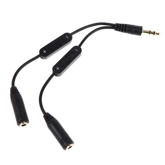 1 In 2 Out 3.5mm Male To Double Mono 3.5mm Female Headphone Y Splitter Cable