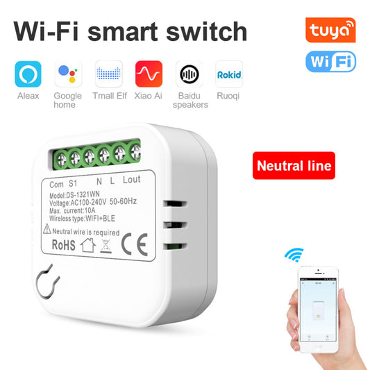 1 pcs MINI Wifi Smart Switch Timer Wireless Switches Support 2 ways Support Different Switches Smart Home Automation Compatible with Smart Life Alexa Google Home Smartthings