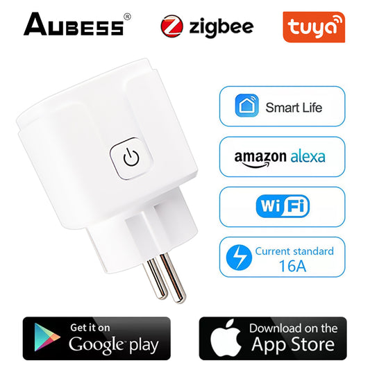 【High Quality】 Tuya ZigBee Smart Plug EU 16A 110-250V Timer Socket Smart Home Wireless Plug Compatible Alexa Google Home Assistant