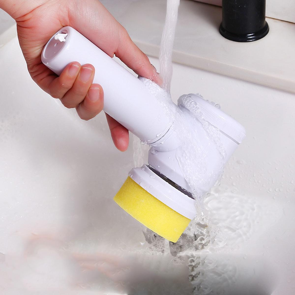 【FUN LIVE】 Wireless Electric Cleaning Brush Set 5-In-1 Handheld Bathtub Brush Kitchen Bathroom Sink Cleaning Tool Profess Cleaning Brushs