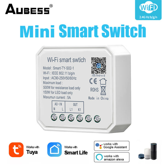 【ready stock】 Tuya Mini Smart Switch Wireles 1/2 Gang Switch 1/2-way Control Compatible With Tuya Alexa Google Home